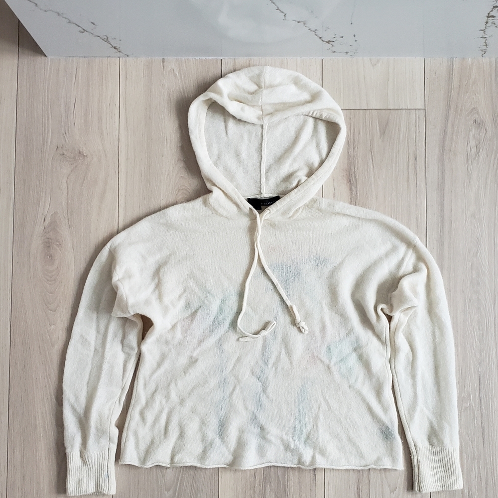 360 Cashmere Annelot Hooded Cashmere Pullover Sweater Womens S Chalk
